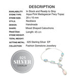 Aqua Pink Madagascar Fire Topaz Gemstone .925 Silver Necklace - BELLADONNA