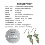 Natural Green Amethyst Marquise Gemstones set in Solid .925 Sterling Silver Earrings - BELLADONNA