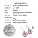 Concave Cut Natural Pink Topaz Gemstone Solid.925 Sterling Silver Earrings - BELLADONNA