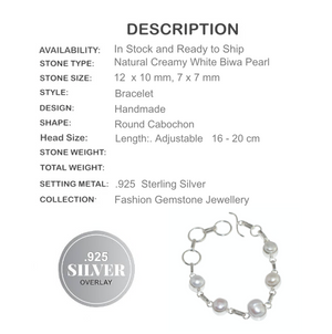 Handmade Biwa Pearl . 925 Sterling Silver Bracelet - BELLADONNA