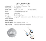Fiery Opalite .925 Silver Pendant And Earrings Set - BELLADONNA
