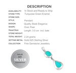 Dainty Turquoise Enamel Coated Gemstone Solid .925 Sterling Silver Pendant - BELLADONNA