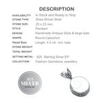 Natural Shea Shiva Shell . 925 Sterling Silver Pendant - BELLADONNA