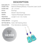 Natural Sleeping Beauty Turquoise, Lapis Lazuli Gemstone .925 Sterling Silver Earrings - BELLADONNA
