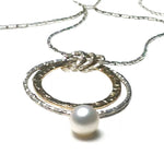 Two Tone Trendy and Dainty Natural Freshwater Pearl Solid. 925 Silver Necklace - BELLADONNA