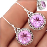 Pretty Concave Cut Pink Topaz Gemstone Solid.925 Sterling Silver Earrings - BELLADONNA