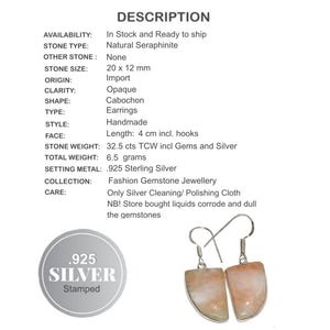 Natural Aqua Seraphinite Oval Gemstone .925 Sterling Silver Earrings - BELLADONNA