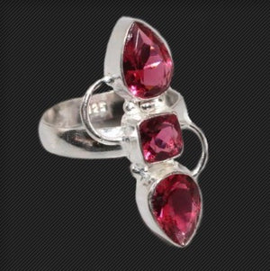 Handmade Ruby Quartz .925 Sterling Silver Ring Size US 8.5 - BELLADONNA