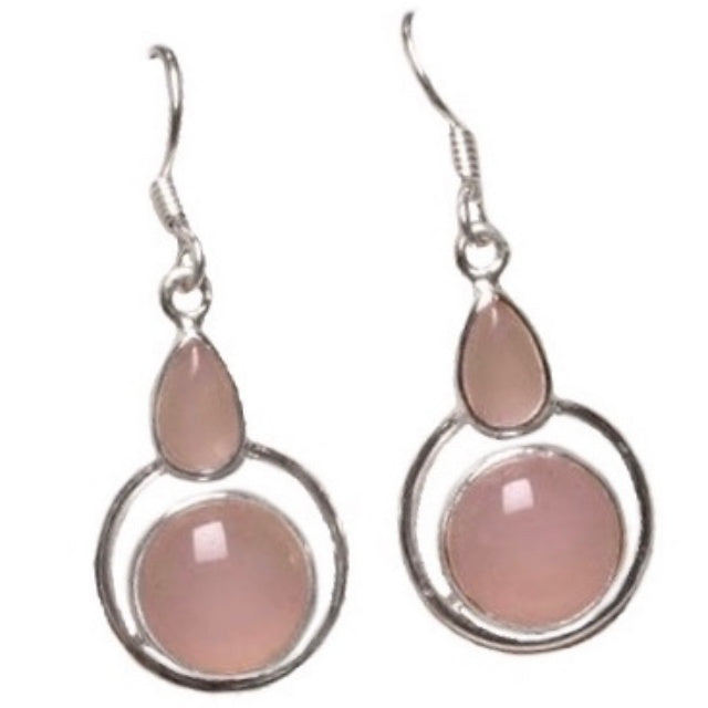 Natural Pink Rose Quartz Solid .925 Sterling Silver Earrings - BELLADONNA