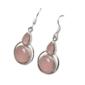 Natural Pink Rose Quartz Solid .925 Sterling Silver Earrings - BELLADONNA