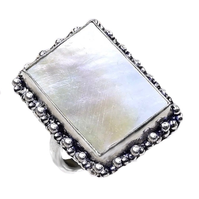 Natural Mother of Pearl .925 Sterling Silver Size 8 - BELLADONNA