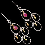 Exotic Two Toner Ruby Gemstone Solid .925 Sterling Silver Earrings - BELLADONNA