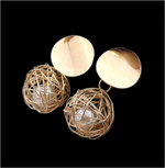 Modern Pearls Encapsulated in a Wire Nest Gold Plated Stud Earrings - BELLADONNA
