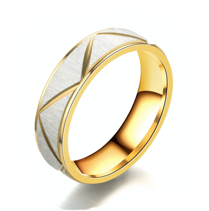 Titanium Steel Couples Ring with 24K Gold in a Modern Design - BELLADONNA