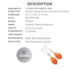 Natural Sponge Coral, Fire Opal Solid .925 Sterling Silver Earrings - BELLADONNA