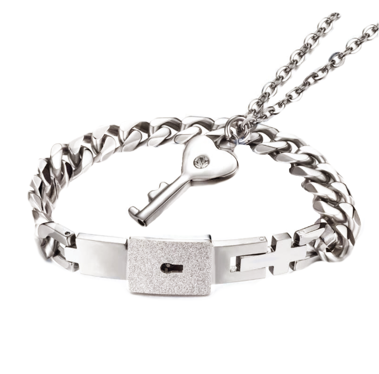 Two in One Titanium Steel Bracelet with Interlocking Key Necklace - BELLADONNA