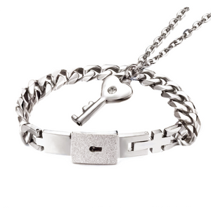 Two in One Titanium Steel Bracelet with Interlocking Key Necklace - BELLADONNA