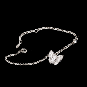 S925 Sterling Silver Famicro-inlaid Cubic Zirconia Butterfly Bracelet - BELLADONNA