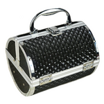 Women's Spacious Barrel Jewelry Box With Feet Handle and Secure Lock - BELLADONNA