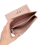 Women's Two Fold Double Section Long Wallet in Gorgeous Colours - BELLADONNA