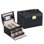Three-Layered Double Drawer Jewellery Storage Box in 4 Colours - BELLADONNA