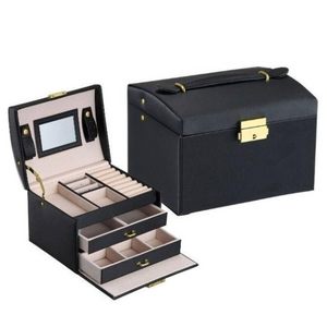 Three-Layered Double Drawer Jewellery Storage Box in 4 Colours - BELLADONNA
