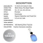 Fire Opal Triplet and Black Onyx Gemstone .925 Sterling Silver Pendant - BELLADONNA