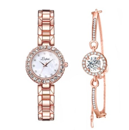 Womens Luxury Brand Quartz Watch and Bracelet Set with Sparkly Crystal Accents - BELLADONNA