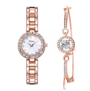 Womens Luxury Brand Quartz Watch and Bracelet Set with Sparkly Crystal Accents - BELLADONNA