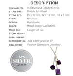 Trendy Purple Amethyst Mixed Shapes Gemstone .925 Silver Necklace - BELLADONNA