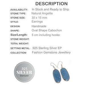 Natural Powder Blue Angelite Gemstone .925 Silver Earrings - BELLADONNA