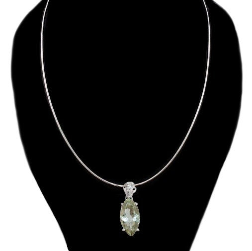 Natural Green Amethyst Gemstone Solid .925 Silver Pendant & Free Chain - BELLADONNA