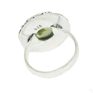 Natural Scottish Moss Prehnite Gemstone .925 Silver Ring size US 7.5 - BELLADONNA