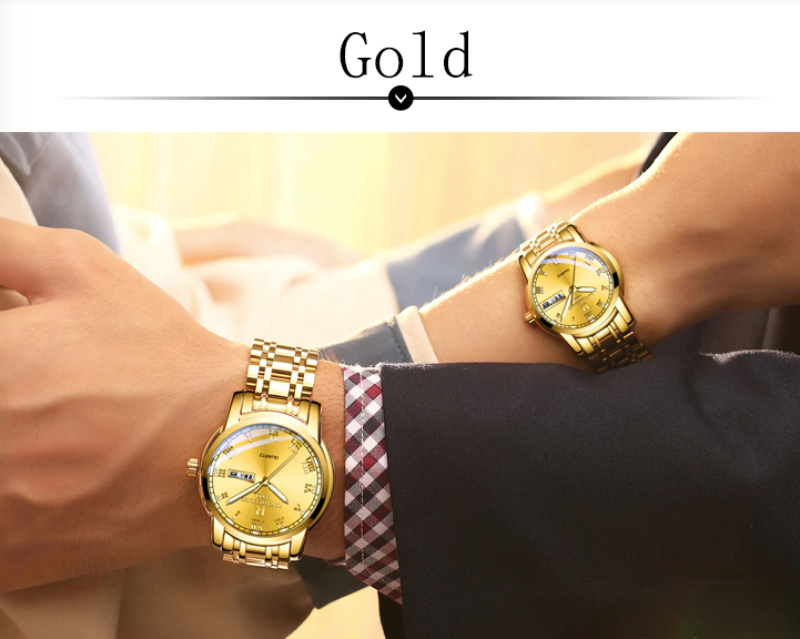 Couples Matching Stainless Steel Genuine Quartz Watch with Butterfly Clasp in Assorted Colour Variants - BELLADONNA