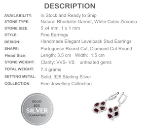 Top Unheated Natural Rhodolite Garnet, Cubic Zirconia Solid .925 Sterling Silver Earrings - BELLADONNA