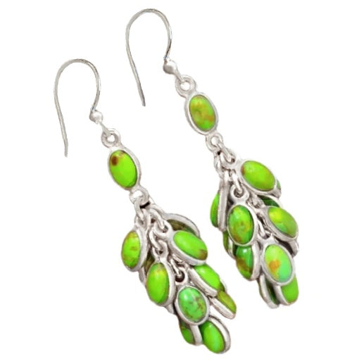 Natural Mohave Green Turquoise Solid 925 Sterling Silver Earrings - BELLADONNA