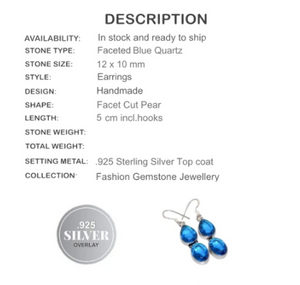 Captivating Cobalt Blue Quartz Gemstone 925 Silver Earrings - BELLADONNA