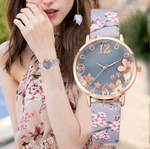 Ladies Student Casual Sakira Blossom Floral Embellished Leather Fashion Watch - BELLADONNA