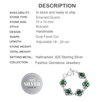 Natural Indian Emerald Quartz Gemstone Antique Style .925 Silver Bracelet - BELLADONNA