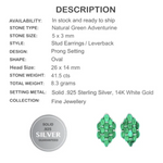 Natural Green Aventurine Gemstone Earrings In Solid.925 Silver and 14K White Gold - BELLADONNA
