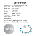 Faceted Blue Topaz Ovals .925 Sterling Silver Necklace - BELLADONNA