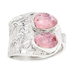 Natural Pink Tourmaline Rough Solid.925 Sterling Silver Ring Size 7.5 - BELLADONNA
