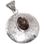 Faceted Oval Smoky Quartz, Gemstone .925 Silver Pendant - BELLADONNA