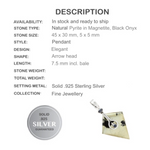 Natural Pyrite In Magnetite, Black Onyx Solid .925 Sterling Silver Pendant - BELLADONNA