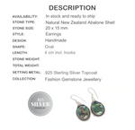 New Zealand Abalone ( Paua Shell) Fashion .925 Silver Earrings - BELLADONNA
