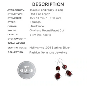 Red Fire Rainbow Topaz Gemstone .925 Silver Earrings - BELLADONNA