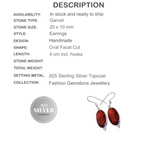 Faceted Garnet Oval Gemstone .925 Silver Earrings - BELLADONNA