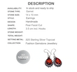 Garnet Quartz Gemstone .925 Silver Earrings - BELLADONNA