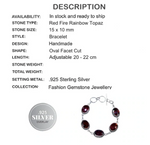 Red Fire Rainbow Topaz Gemstone .925 Silver Fashion Bracelet - BELLADONNA