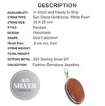 Shimmery Goldstone Sun Sitara set in .925 Sterling Silver Pendant - BELLADONNA